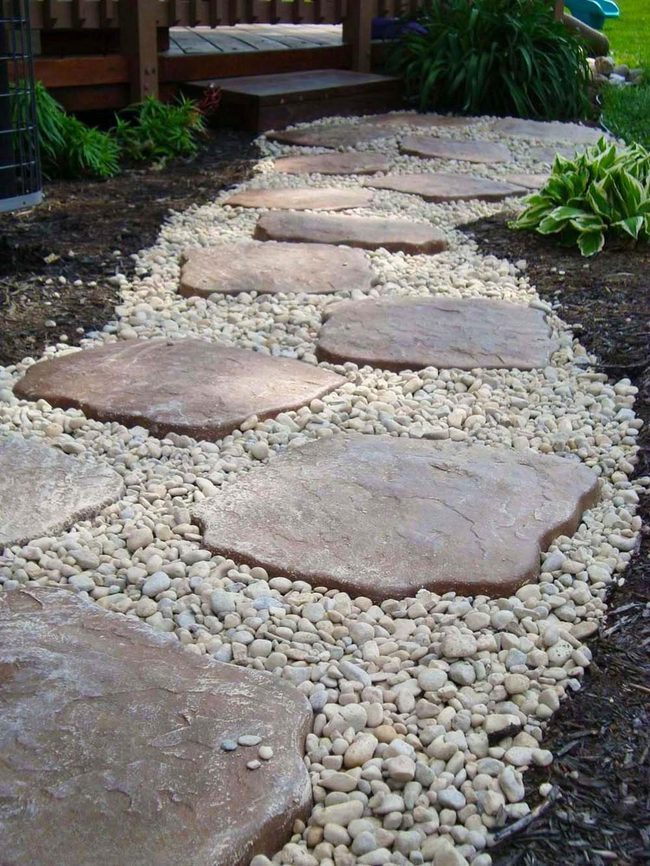 Flat Stones Through Dark Mulch