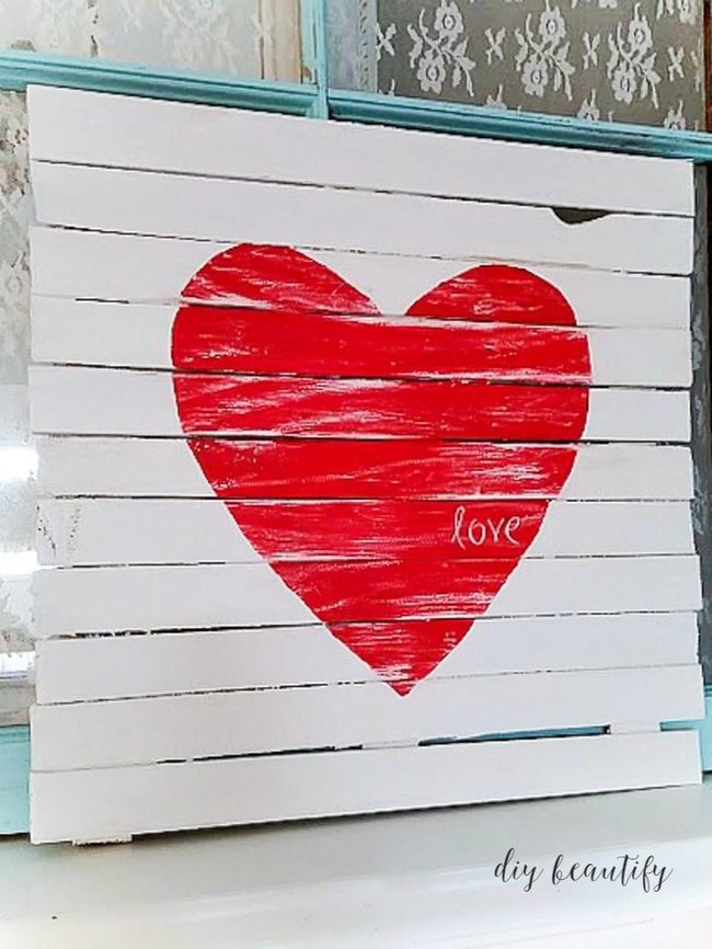 Red Heart On Weathered Wood Planks