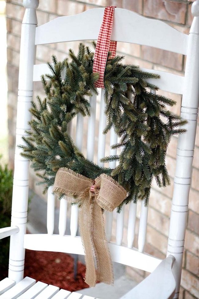 Burlap And Evergreen Porch Wreath
