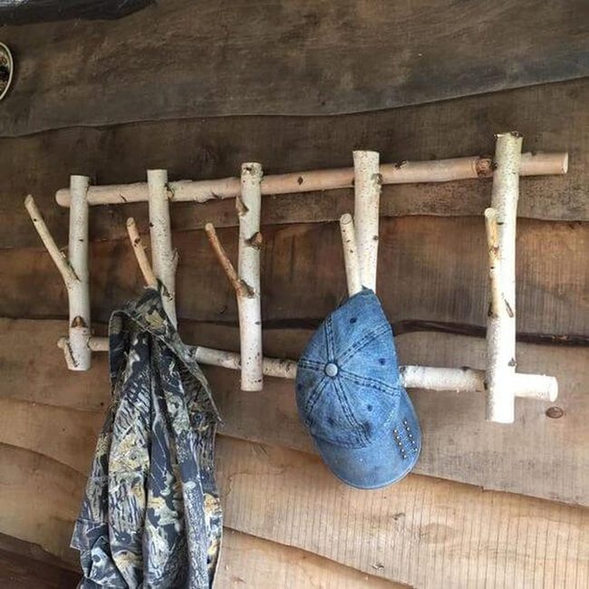 Natural Birch Branch Wall Organizer