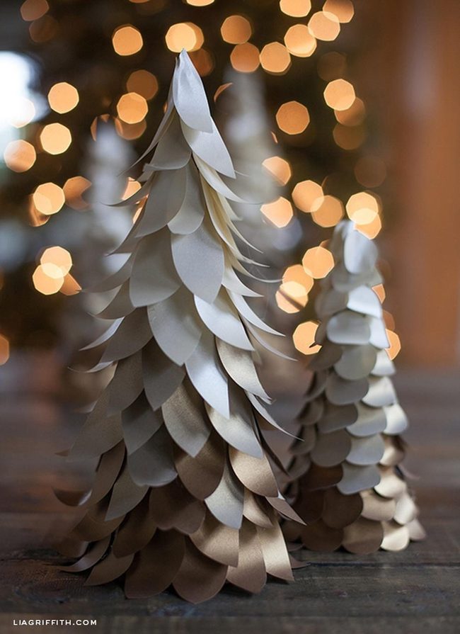 Layered Paper Trees White To Brown