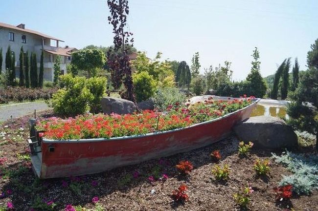 Weathered Boats Blooming Gardens