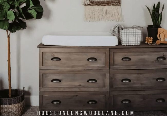 Dark Wood Frame Dresser Storage