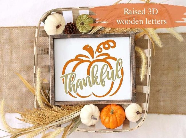 Wooden Pumpkin Thankful Sign