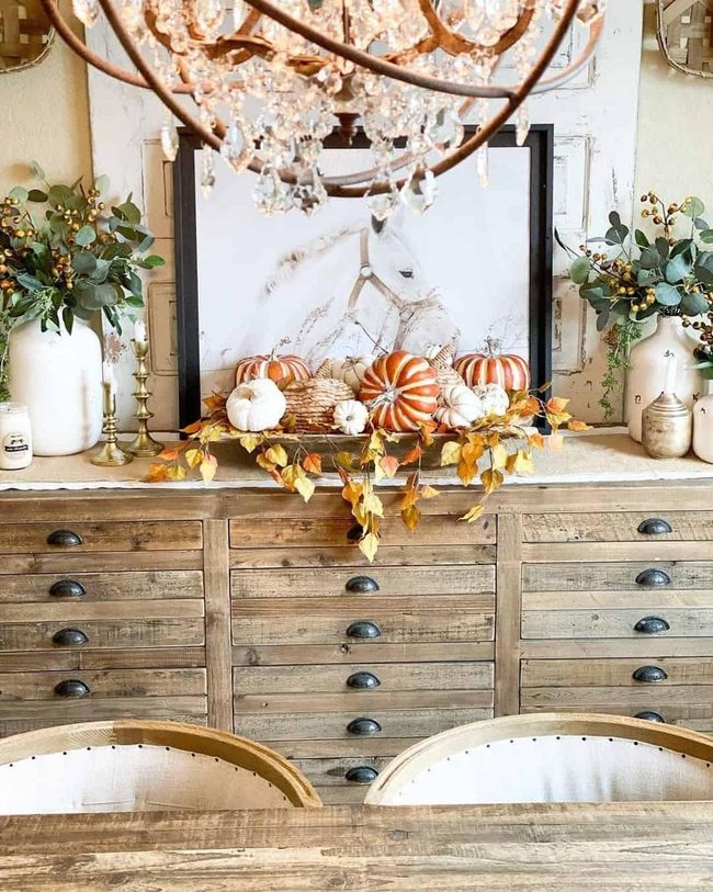 Autumn Grey Wood Harvest Display