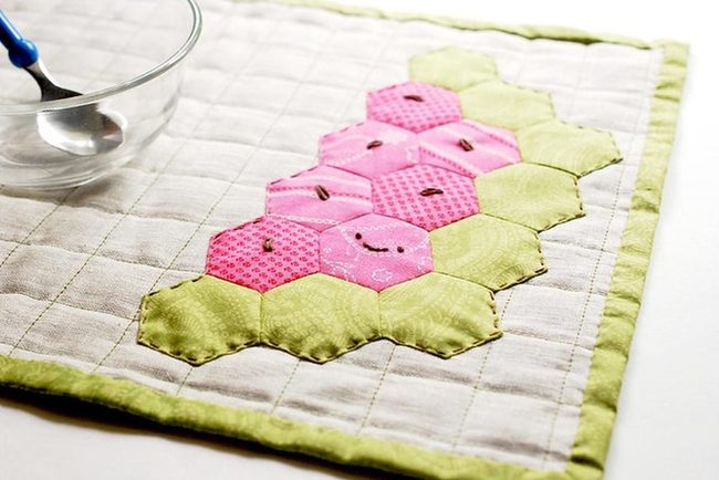 Pink And Green Hexagon Quilt