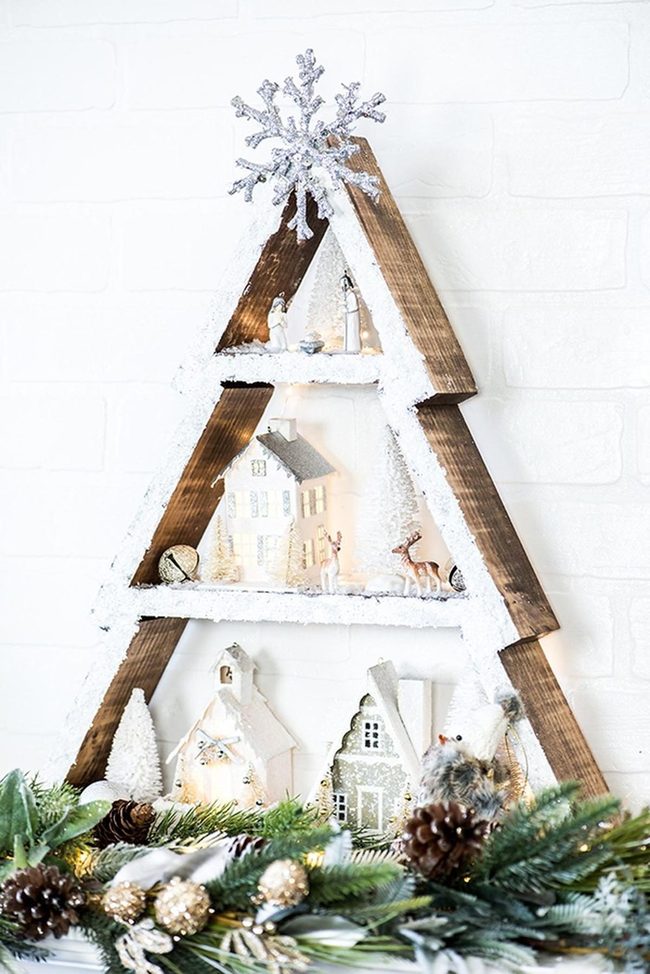 Frosted Miniature Houses And Snow-Covered Trees
