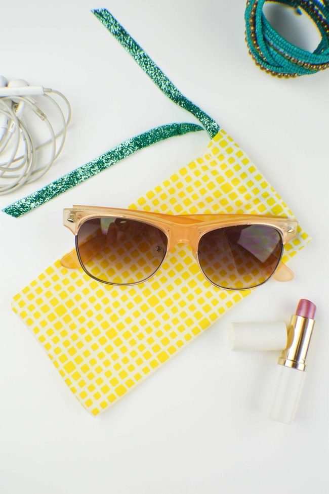Light Brown Frames Yellow Pouch Essentials