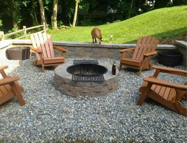Tiered Stone Patio With Central Fire Pit