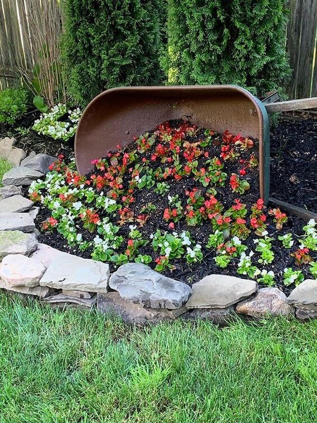 Weathered Metal Wheelbarrow Planter