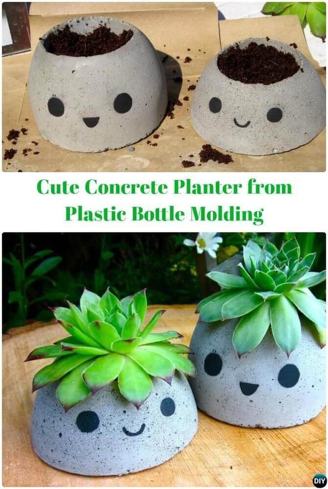 Smiling Concrete Planter Diy