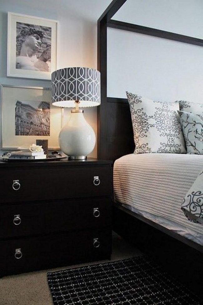 Patterned Lamp Lights Monochrome Bedroom