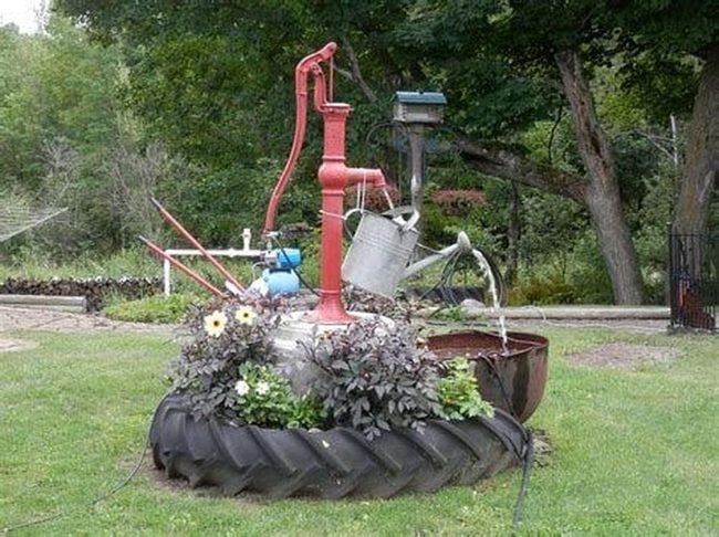 Red Pump Tire Garden