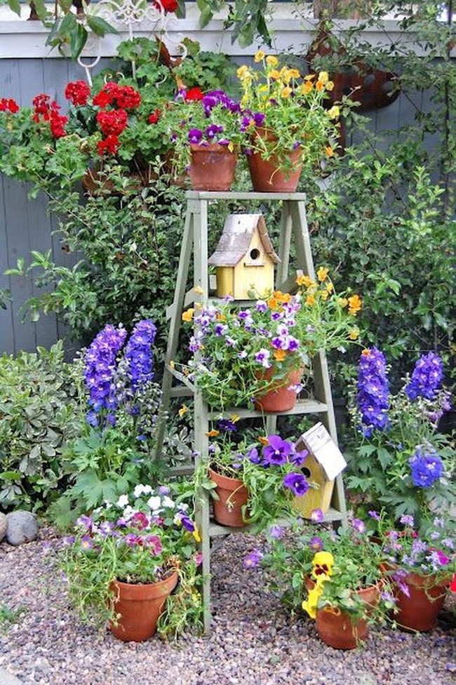 Purple, Yellow, Red Flower Tower