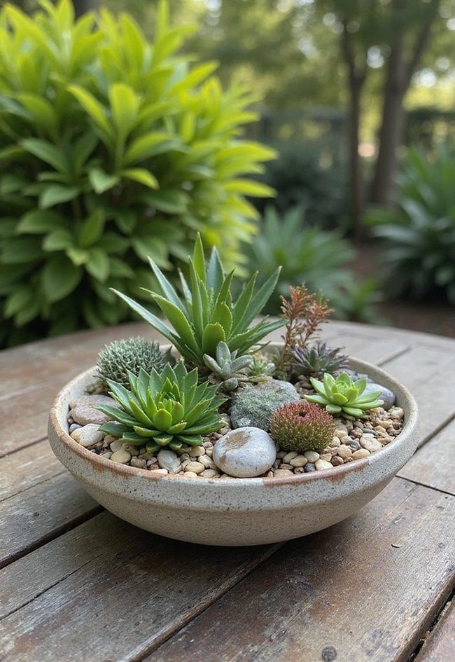 Shallow Dollar Store Succulent Terrace