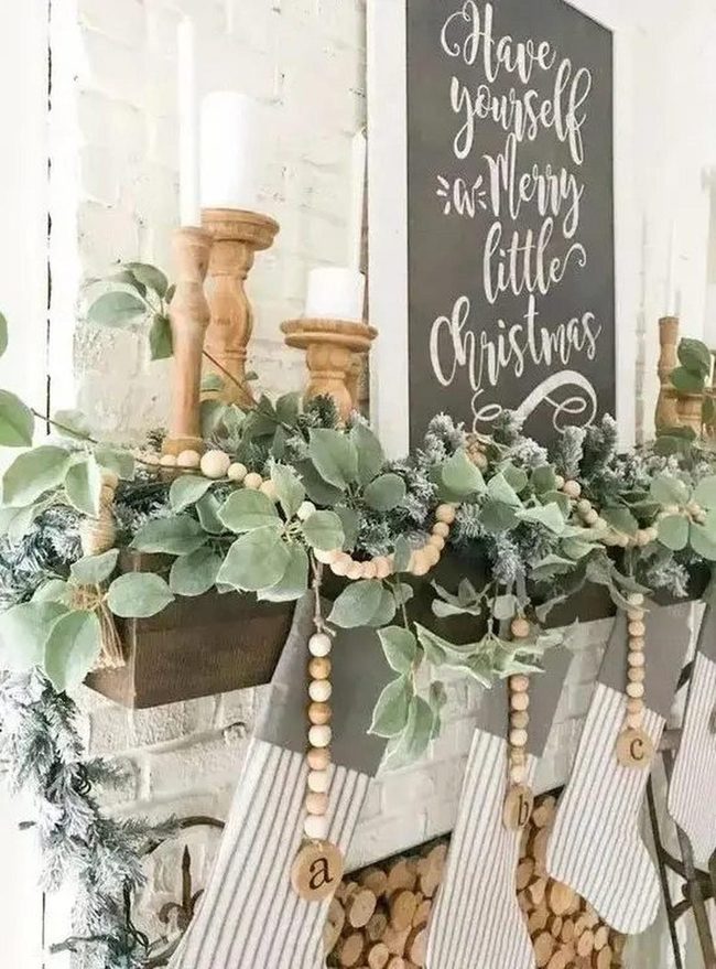 Tall White Candles Natural Garland