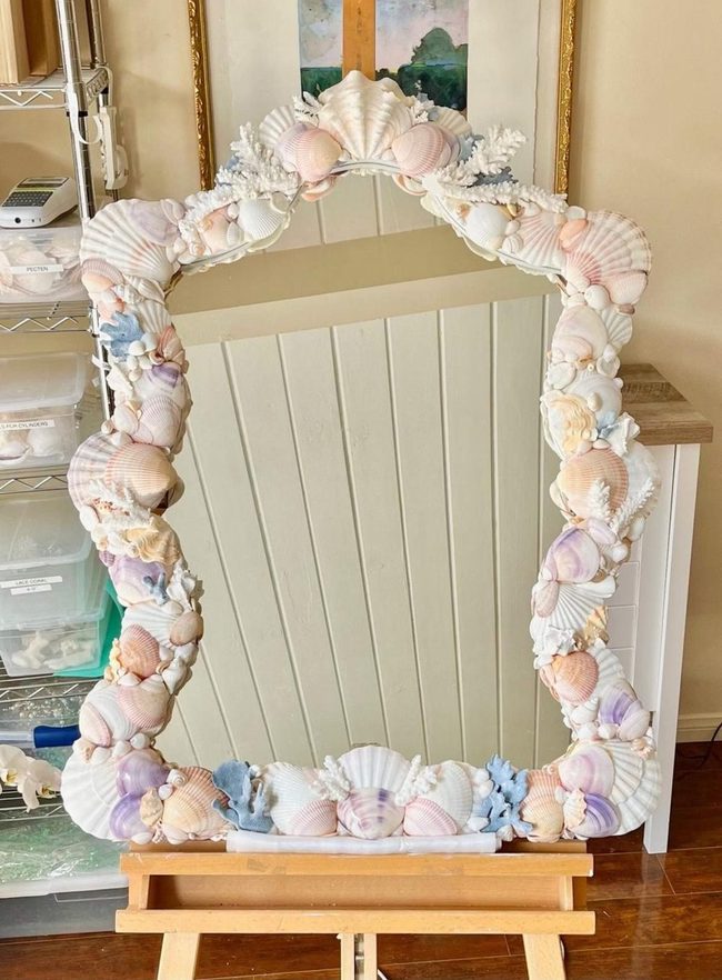 Seashell Frame Mirror Coastal