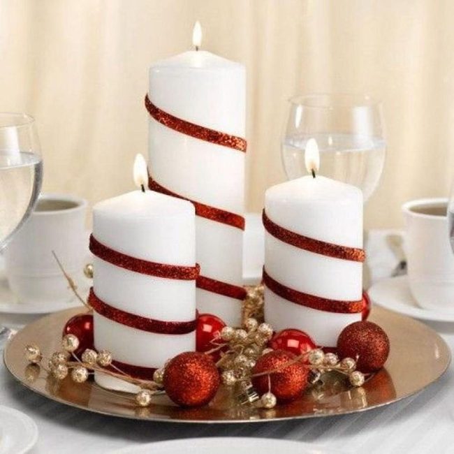 Red And White Striped Candleholders