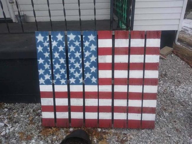 Reclaimed Wood American Flag Sign