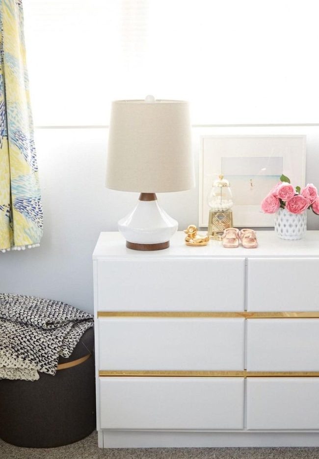 Pink Flowers White Dresser Sunlit