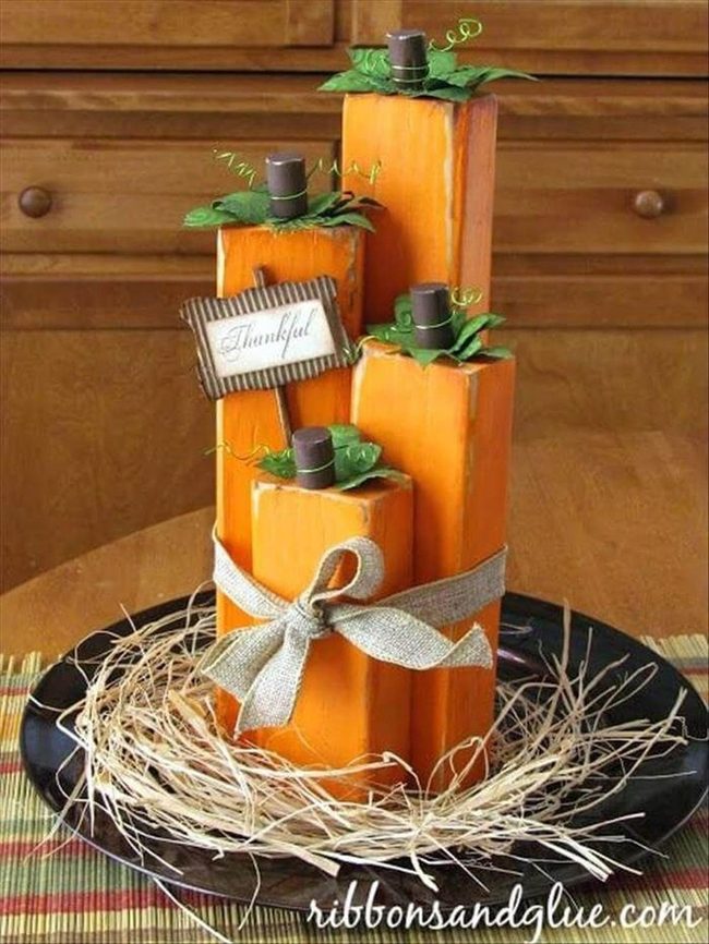 Stacked Wood Autumn Centerpiece