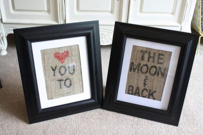Red Hearts Stitched Words Wall