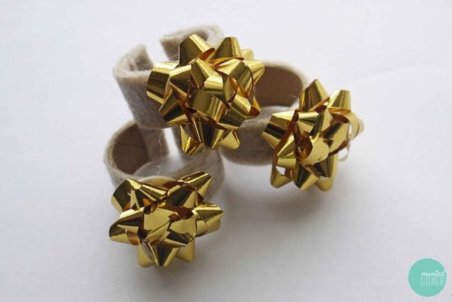 Golden Bows On Beige Ribbon