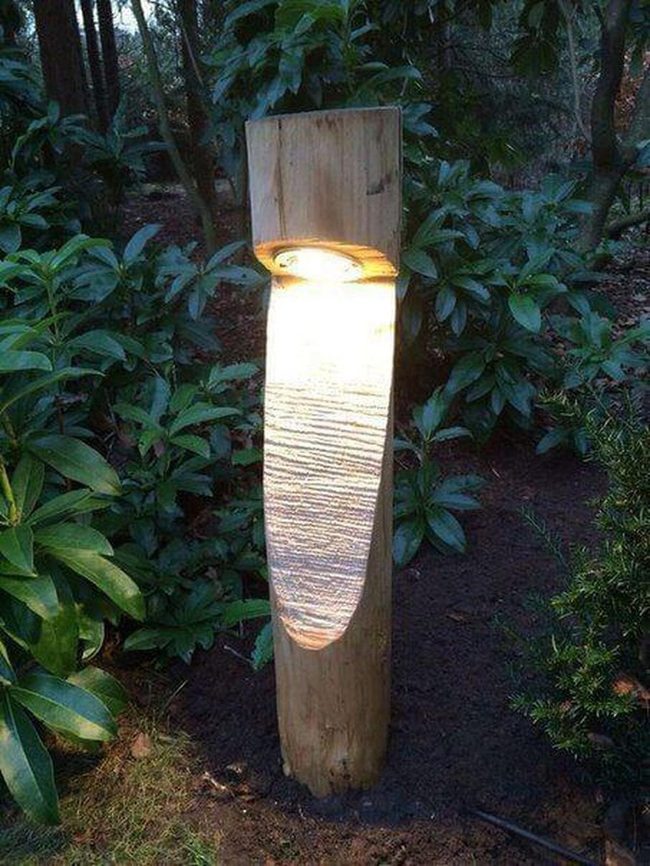 Stone And Wood Garden Light