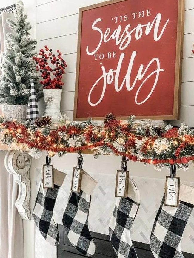Red White Black Fireplace Stockings