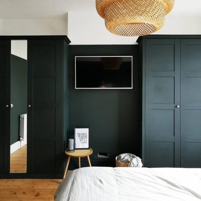 Green Wardrobes With Wooden Warmth
