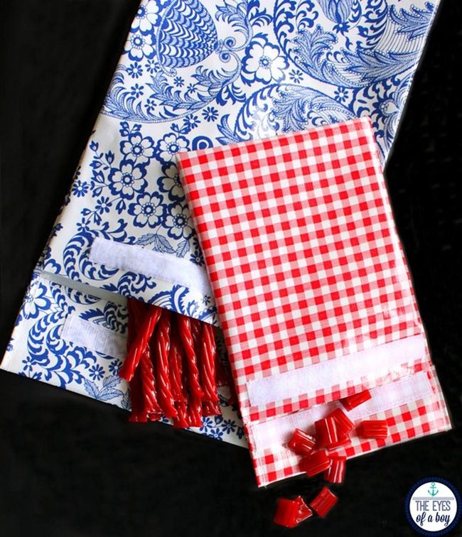 Shiny Red Licorice Fabric Bags