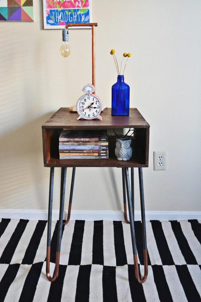 Black And White Striped Floor Statement