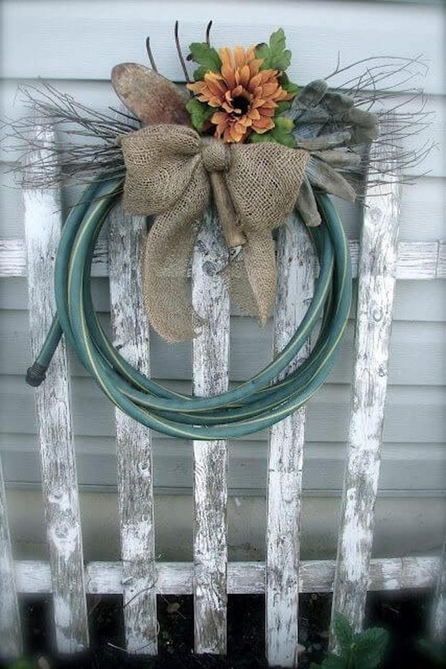 Green Garden Hose Sunflower Wreath