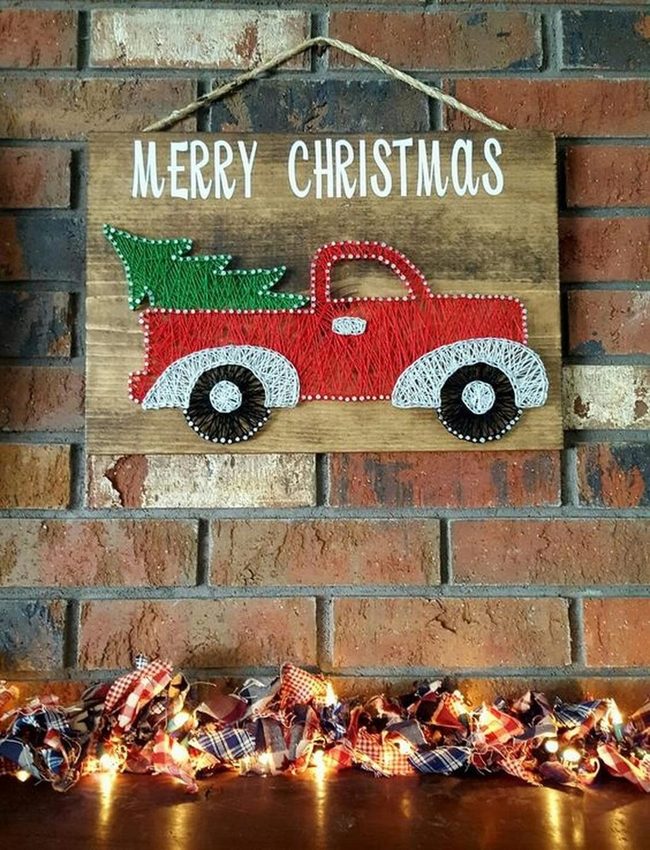 Red Truck String Art Christmas