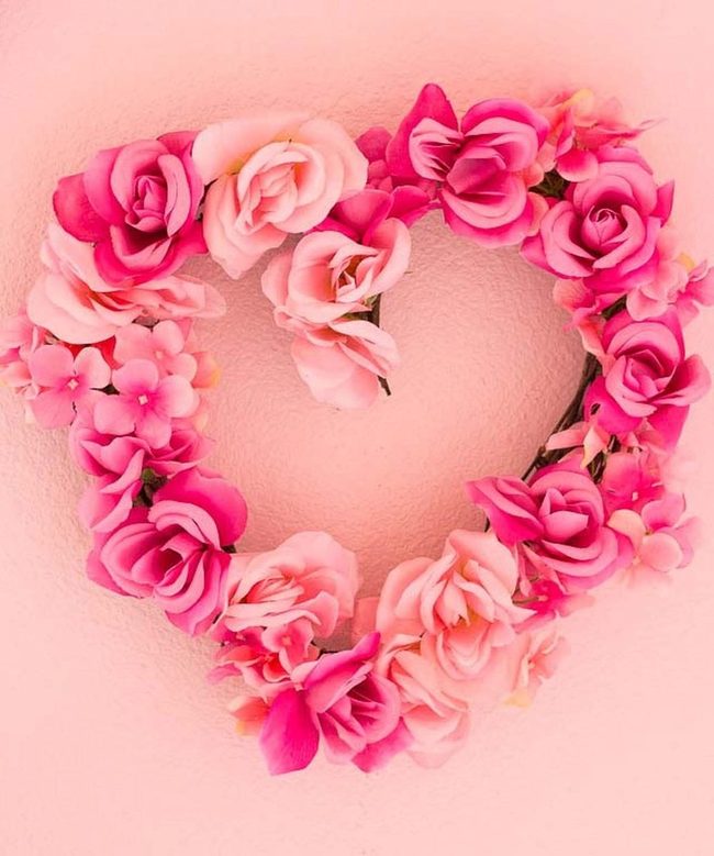 Peach Pink Heart Wreath