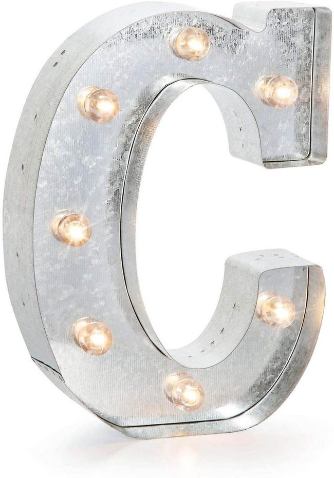 Silver Letter Lights Battery Powered