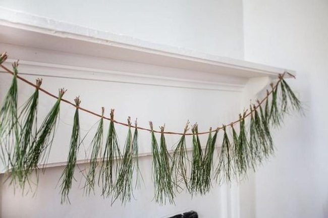 Green Pine Sprigs Natural Drape