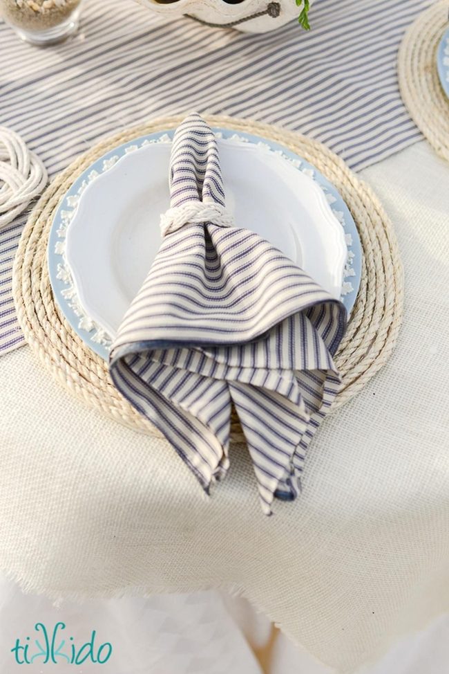 Woven Placemats With Blue Plates