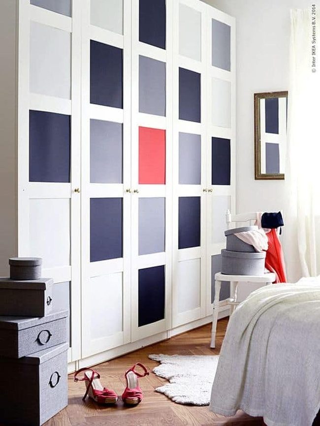 Colorful Grid Wardrobe Door Panels