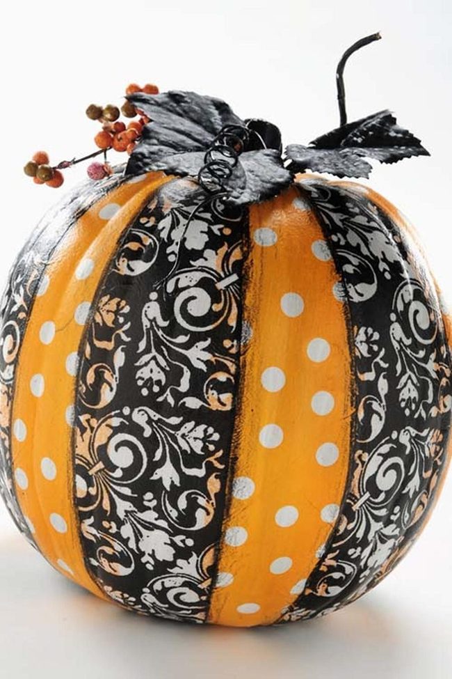 Orange Pumpkins With Black Florals