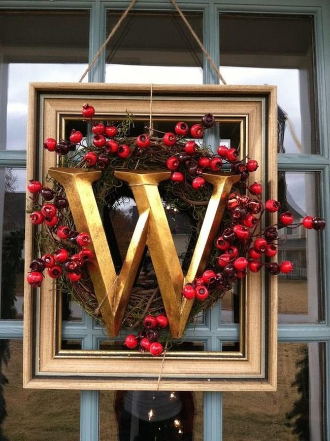 Gold Letters On Twig Wreath