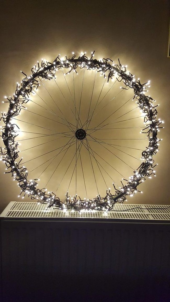 Bicycle Wheel Illuminated Art Installation