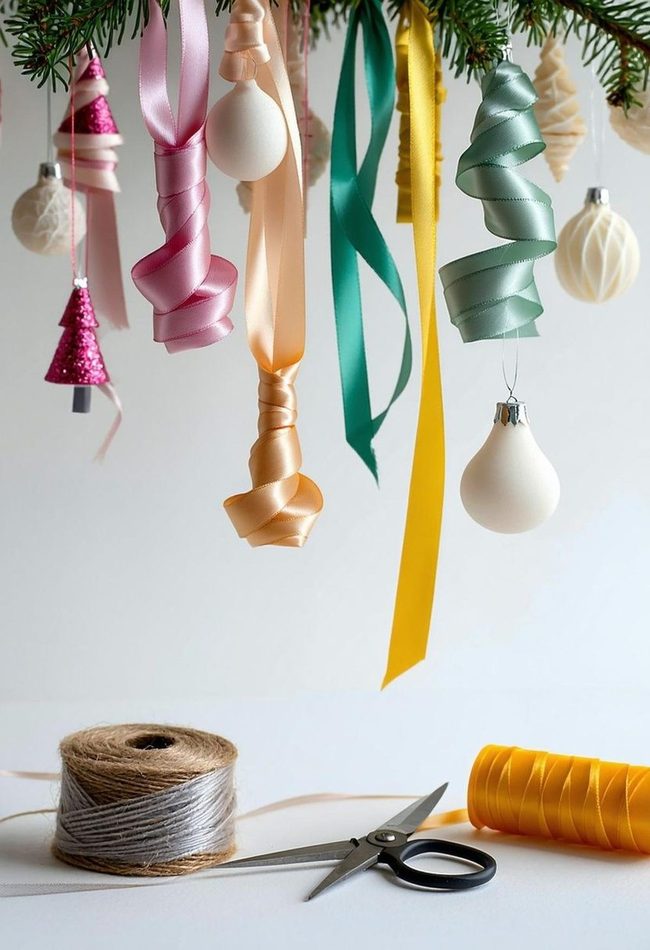 Colorful Ribbons on Glass Ornaments