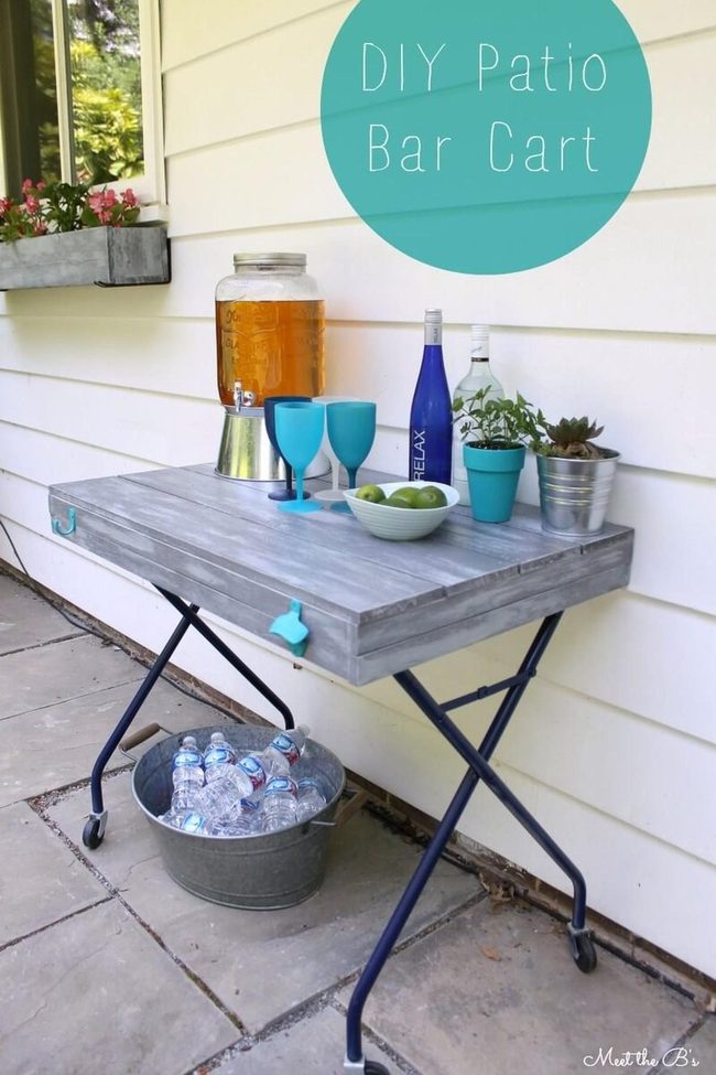 Wooden Outdoor Bar Cart Wheels