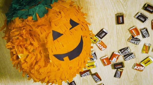 Orange Paper Pumpkin Party Piñata