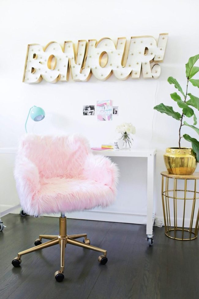 Pink Rolling Chair Statement