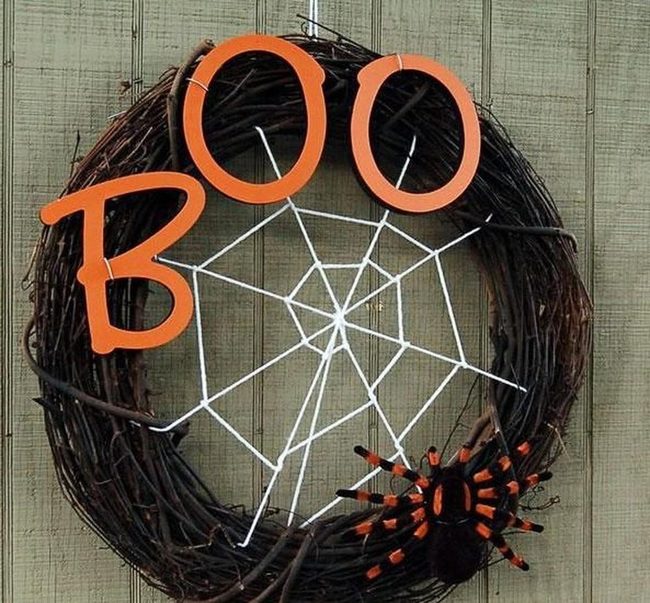 Orange Boo Spiders White Webs