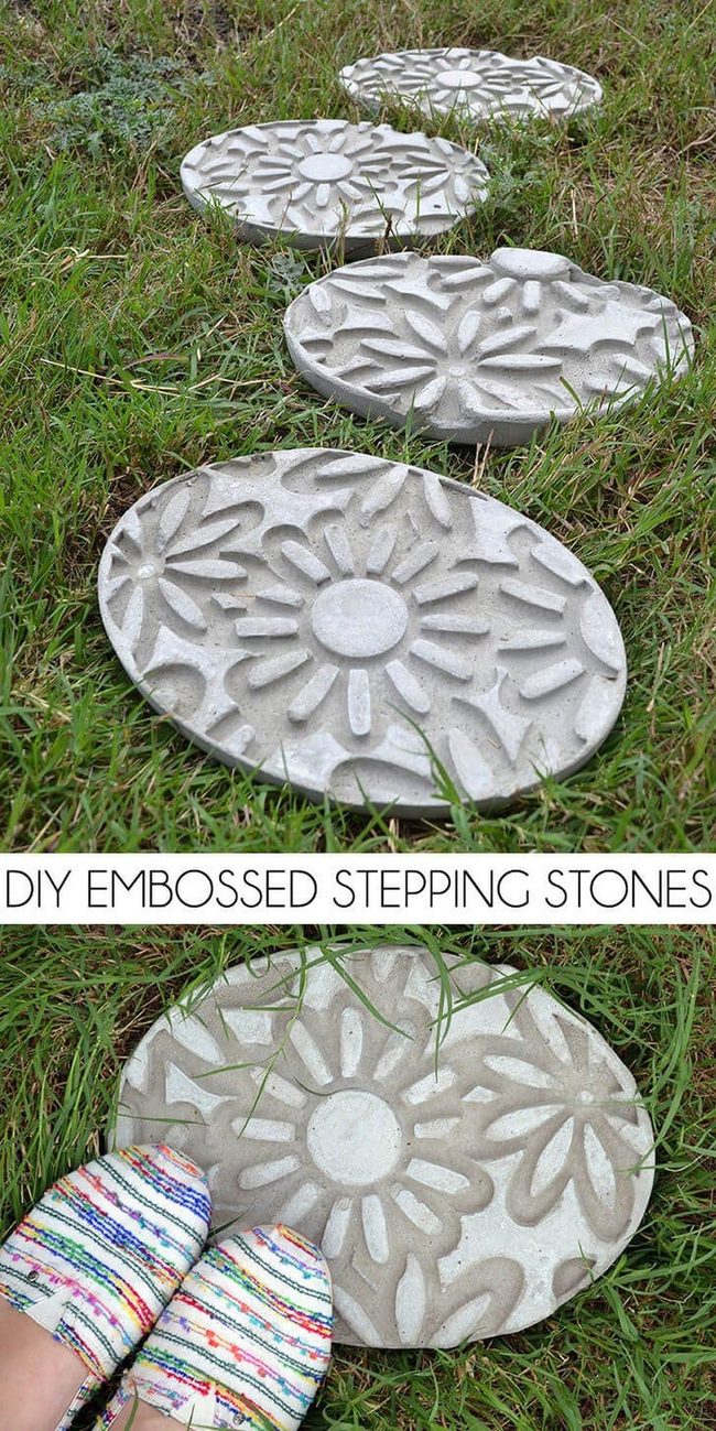 Flower-Filled Concrete Garden Stones
