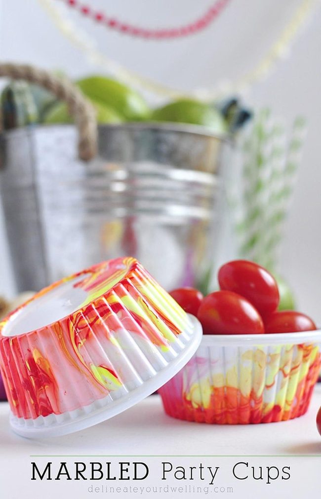 Red Yellow White Marbled Cups