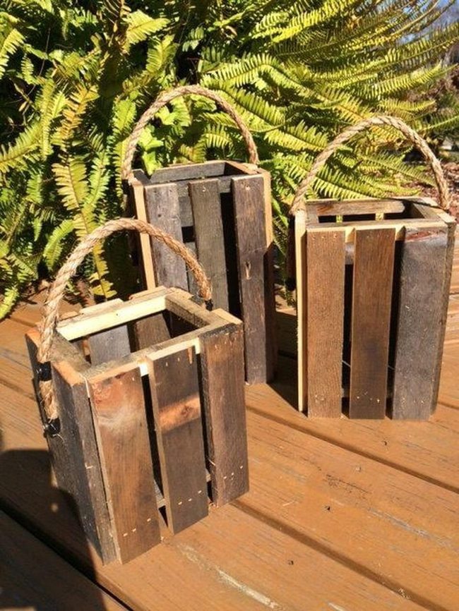 Weathered Wood Rope Lanterns